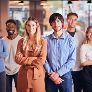 Portrait Of Multi-Cultural Business Team In Modern Multi-Cultural Office